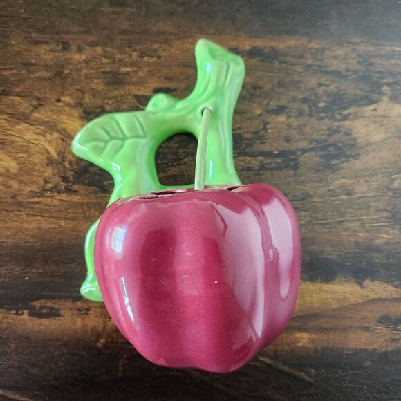 Fruit Wall Pocket Vase Red Cherry Leaf 3-D Vintage Planter Gallery Wall Kitsch - Picture 5 of 8